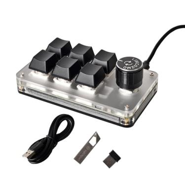 Imagem de LUKCOZMO Teclado Macro Pad Macro Teclado Programável Personalizado 6 Teclas Mini Teclado Mecânico Gaming Teclado com Uma Mão Bluetooth RGB OSU Multifuncional Macropad Botão Receptor 2.4G e Cabo Tipo C