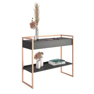 Imagem de Aparador Industrial Com Prateleira Dexter - Preto/cobre