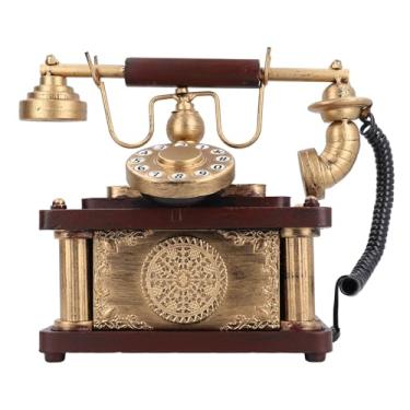 Imagem de Telefone vintage, telefone fixo retrô de ferro, telefone antigo, botão de discagem, telefone antigo, decoração de telefone vintage para casa, escritório, café, bar, janela,