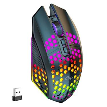 Imagem de Mouse sem fio 2.4G Mouse de computador portátil sem fio para notebook PC Laptop com receptor USB Luz LED colorida 800/1200/1600 DIP de 3 níveis Bateria recarregável integrada