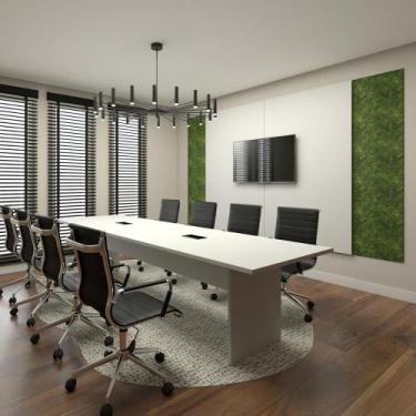 Imagem de Conjunto Sala de Reunião Mesa 3,20m Painel para TV Cinza F5 - F5 Offic