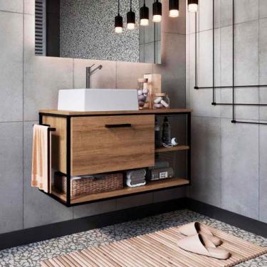 Imagem de Gabinete Para Banheiro Com Cuba Inclusa 1 Porta e Nichos - Placa e Pon