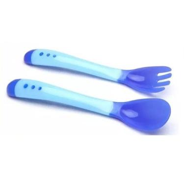 Imagem de Kit Talher Infantil para Iniciar Alimentação do Bebê Garfo+ Colher BPA