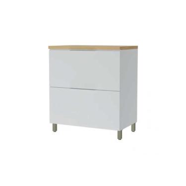 Imagem de Gabinete de Cozinha Modulado Balcão Marquesa 1 Porta Basculante e 1 Gaveta c/ Tampo 80cm Branca/Nature - Nesher