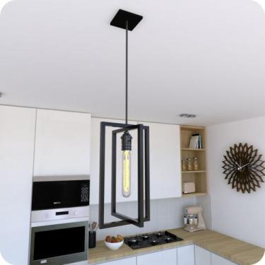 Imagem de Pendente Luminária Moderna Industrial Preto - MetalCromo