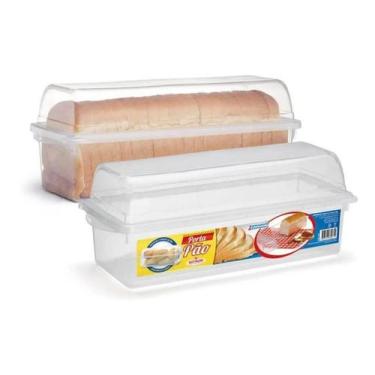 Imagem de Kit 2 Porta Pão Armazena e Conserva Transparente 35x14Cm - Nitron