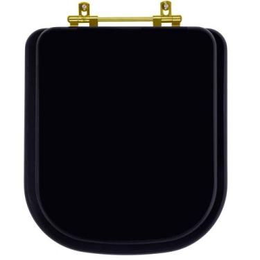 Imagem de Assento Sanitário Piano Preto Fosco com Ferragem Dourada para vaso Dec