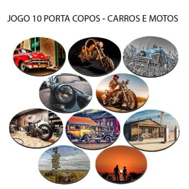 Imagem de Jogo 10 Bolacha de Chopp Personalizado Carro Moto Antiga - Deluzz