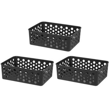 Imagem de Kit 3 Cesto Organizador Rattan Multiuso Armário Gaveta Lavanderia P (1