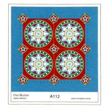 Imagem de Aplique de Tecido Coleção Ladrilho Azul - A112 - Cris Mazzer