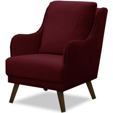 Imagem de Poltrona para Sala Decorativa c/ Tachas Sarah - Konfort, Veludo Bordô