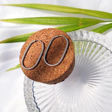 Imagem de Brinco Oval Alongado 3.5 cm fio quadrado Prata 925 - CJO
