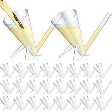 Imagem de Gerrii 24 peças de taças de champanhe atirador de champanhe com suporte reutilizável atirador de champanhe acrílico inquebrável para presentes de despedida de solteira (transparente)
