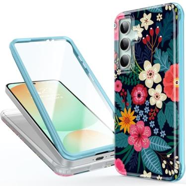 Imagem de Esdot Capa para Samsung Galaxy S24 FE com protetor de tela integrado - Moldura frontal de policarbonato rígido durável + capa traseira de TPU macio, designs bonitos da moda para mulheres, capa