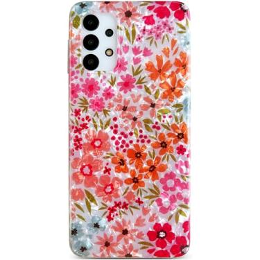 Imagem de Qokey Capa para Galaxy A32 5G (não serve para A32 4G), linda capa transparente de flores de jardim para meninas e mulheres capa de telefone macia leve slim fit TPU à prova de choque para Galaxy A32 5G