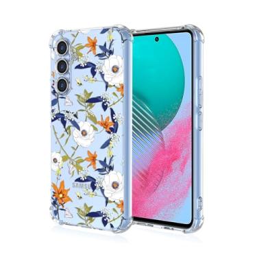 Imagem de RRXSYXL Capa para celular Samsung M54 com estampa floral transparente, proteção à prova de choque, capa de TPU macio para Samsung Galaxy M54 (floral colorido)