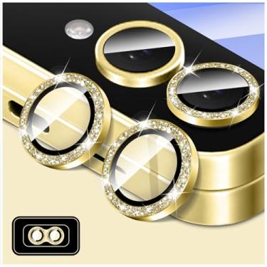 Imagem de LucBuy Protetor de lente de câmera Bling para Samsung Galaxy Z Flip 5, adesivos de filme de cobertura de câmera de vidro temperado, protetor de tela de anel de metal individual de alinhamento