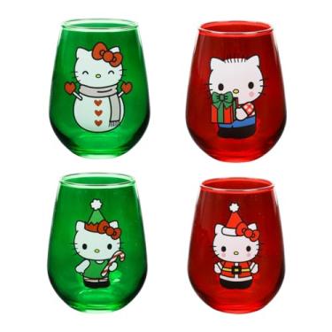 Imagem de Bioworld Conjunto de 4 Copos de Vidro Hello Kitty Holiday de 510 g, OSFA
