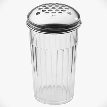 Imagem de Coqueteleira de queijo parmesão de plástico de 355 ml/Coqueteleira vermelha com tampa de aço inoxidável com furos grandes de 1/10.2 cm, tampas de dispensador de suger/temperos de plástico