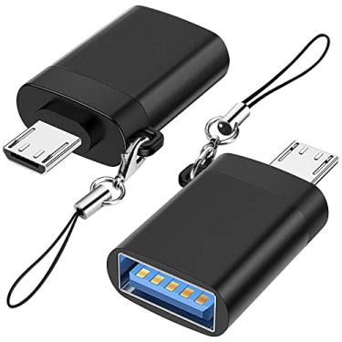 Imagem de Seminer Adaptador micro USB para USB 3.0 (pacote com 2) com cordão, adaptador OTG micro USB macho para USB-A fêmea compatível com Samsung S7 S6, micro dispositivos OTG, pen drive, teclado (preto)