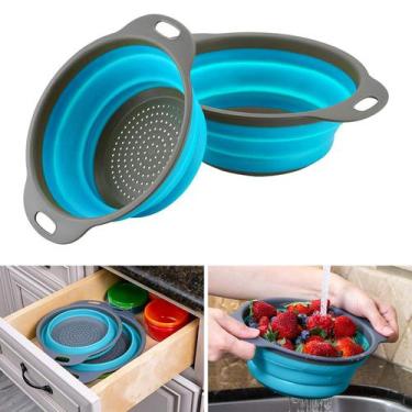 Imagem de Escorredor Retrátil Silicone 20 cm Dobrável - Livon,  Azul