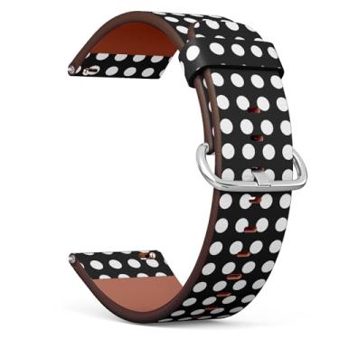 Imagem de THAZEE Pulseira de relógio inteligente compatível com Ticwatch Pro 3 Ultra GPS/Pro 3 GPS/Pro 4G LTE / E2 / S2, pulseira de couro de substituição de 22 mm (preto e branco e bolinhas)