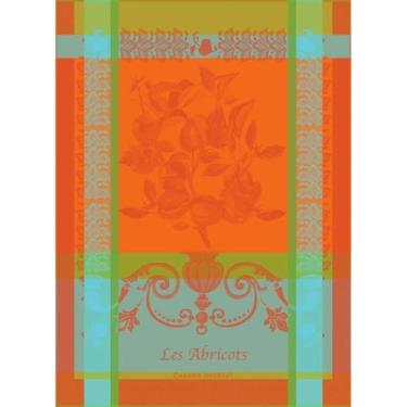 Imagem de Toalha de cozinha francesa Garnier Thiebaut Les Abricots laranja (damascos laranja) 56 x 76 cm, algodão, jacquard