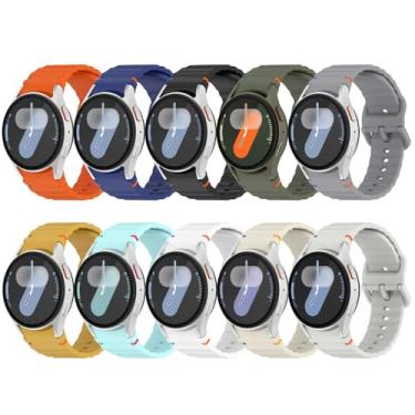 Imagem de Pulseira de silicone compatível com Galaxy Watch 7/6/5/4 40 de 44 mm, pulseira de silicone para Samsung Galaxy Watch 6 classic de 43 mm e 47 mm/Watch 5 Pro de 45 mm/Watch 4 classic de 42 mm e 46 mm