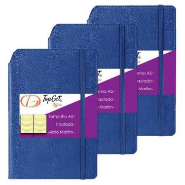 Imagem de Kit 3x Caderneta Smart 14X21cm 96 Fls Pautadas Azul - TopGet