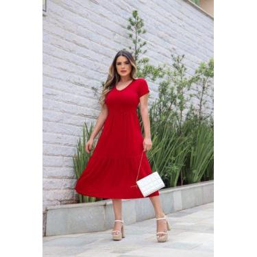 Imagem de Vestido Midi Verão Com Manguinha Babado Larga Barra P Ao Xg - Luh May,