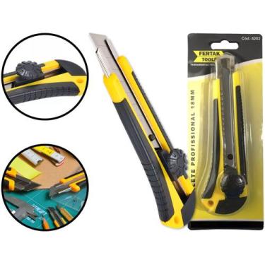 Imagem de Estilete Reforçado Profissional Doméstico Cabo Emborrachado C/ Trava +