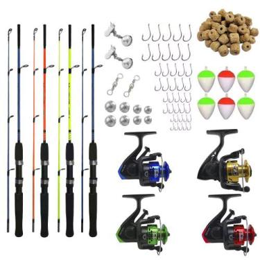 Imagem de Kit Pesca Completo 4 Varas 1,20m Com Molinetes E Acessorios - Xingu