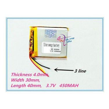Imagem de 403040 Bateria 3 Fios 4mm X 30mm X 40mm 450mah 3,7v - KMIG