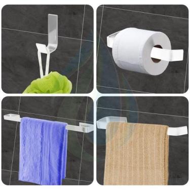 Imagem de Kit Acessórios Para Banheiro Quadrado 4 Peças Cromado Luxo Cód. 8290 -