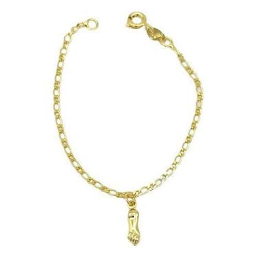 Imagem de Pulseira Infantil Figa Dourada Folheada Ouro 18k - Cirillo Semijoias, 