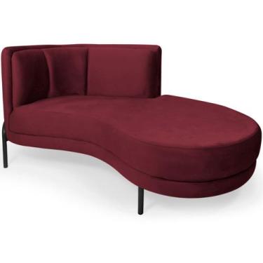 Imagem de Chaise Direito Sala de Estar Penélope Base Preto Veludo Vinho - Nexta 