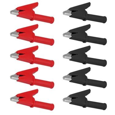 Imagem de DIANN 10 clipes jacaré totalmente isolados de crocodilo com soquete de 4 mm banana jack grampo de fio de teste de cobre 30A