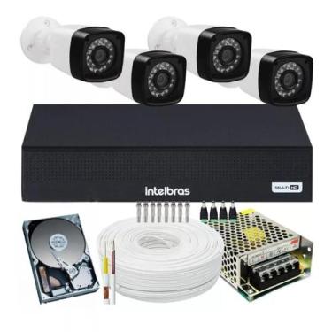 Imagem de Kit 4 Câmeras Segurança Residencial Dvr 1004 Intelbras+app