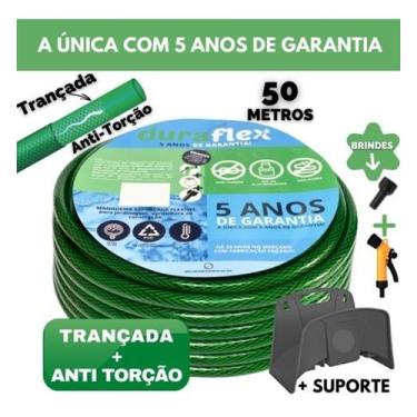 Imagem de Kit Mangueira 1/2 Antitorção 30metros Tramontina Com Suporte - DuraFle