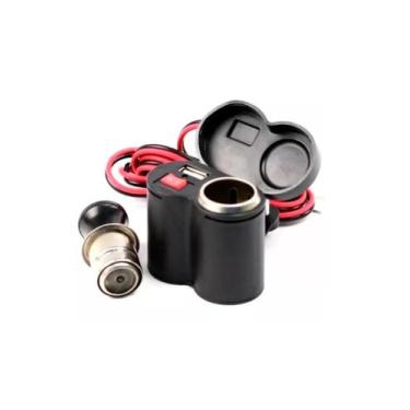Imagem de Carregador de Celular para Motos + Acendedor de Cigarros - Lelong