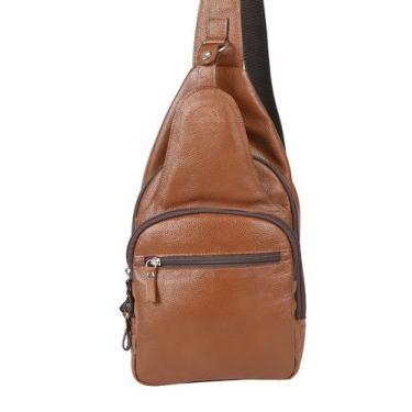 Imagem de Mochila Unissex Transversal em Couro Artlux 1343, Caramelo