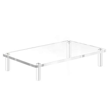 Imagem de Yestbuy Suporte para monitor de acrílico, elevador para monitor de computador, suporte organizador de mesa para acessórios de escritório, impressora, notebook e todas as telas planas, suporte ergonômico para monitor