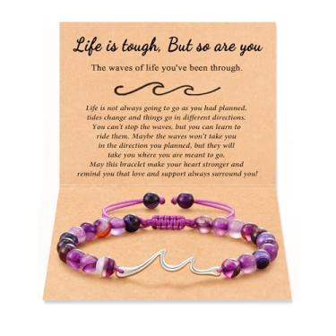 Imagem de Tarsus Presentes inspiradores para mulheres, Through The Waves of Life, Life is Tough but so are You, Pulseira de incentivo para ficar bem e sentir melhor, presentes espirituais, presentes atenciosos