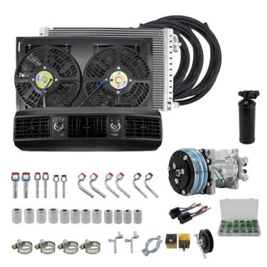 Imagem de Kit de compressor de ar condicionado automotivo rv65f, 12v/24v, universal, compatível com escavadeira, empilhadeira, caminhão, rv, peças ac(12V single cooling)