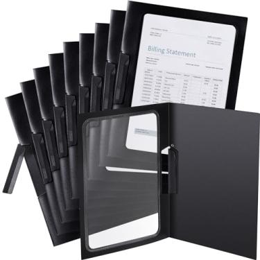 Imagem de Yeaqee 25 capas de relatório transparentes com clipe barra deslizante capa de pasta de relatório de plástico pastas de apresentação portfólio para papel de documento tamanho carta currículo, preto 22