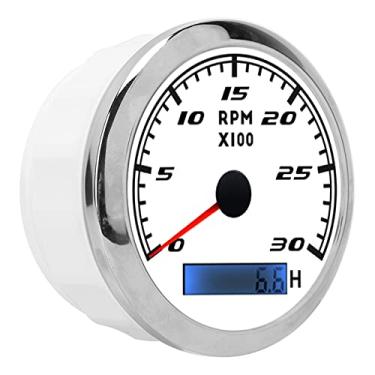 Imagem de 85mm Ponteiro Tacômetro Rpm Tacho Medidor Ip67 Aço Inoxidável Universal para Carro Barco Marinho (Branco)