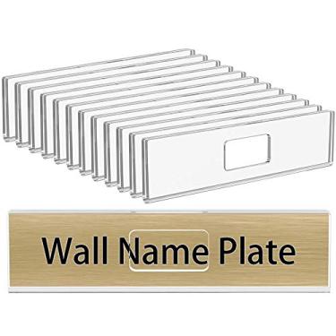 Imagem de NIUBEE Pacote com 12 suportes de placa de identificação de parede de acrílico 5 x 20 cm, suporte de placa de plástico transparente horizontal com fita dupla face, conjunto de placas de nome de porta,