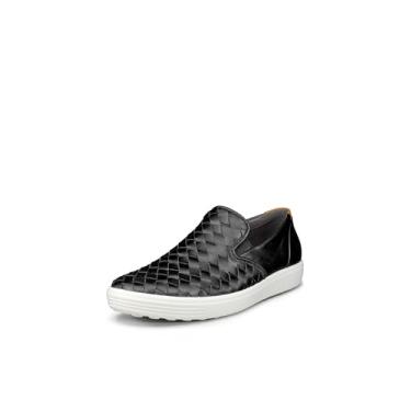 Imagem de ECCO Tênis feminino Soft 7 Woven Slip-p-on 3.0, Prata pesada, 9-9.5