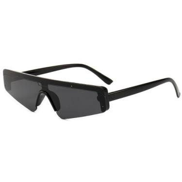 Imagem de Óculos de sol retrô de armação pequena, moda feminina, viseira de sol masculina, espelho de praia UV400, preto, tamanho único