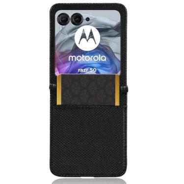 Imagem de Capas Compatível com MOTO Razr 50.Fechamento Magnético Design de pé Leather Flip Case com slots de cartão de carteira.Capas para MOTO Razr 50-Black